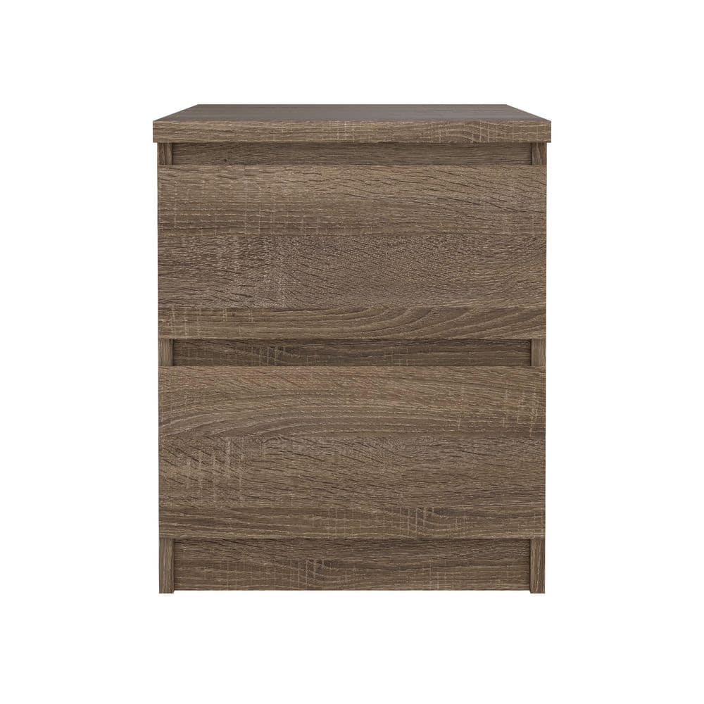 Truffle Oak 2-Drawer Modern Nightstand