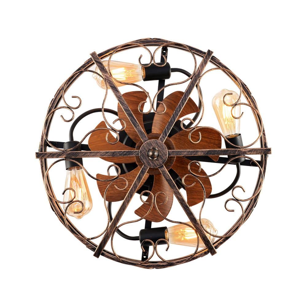 20 in. Antique Bronze Flush Mount Caged Ceiling Fan with Remote Control price history on PriceWatchPro