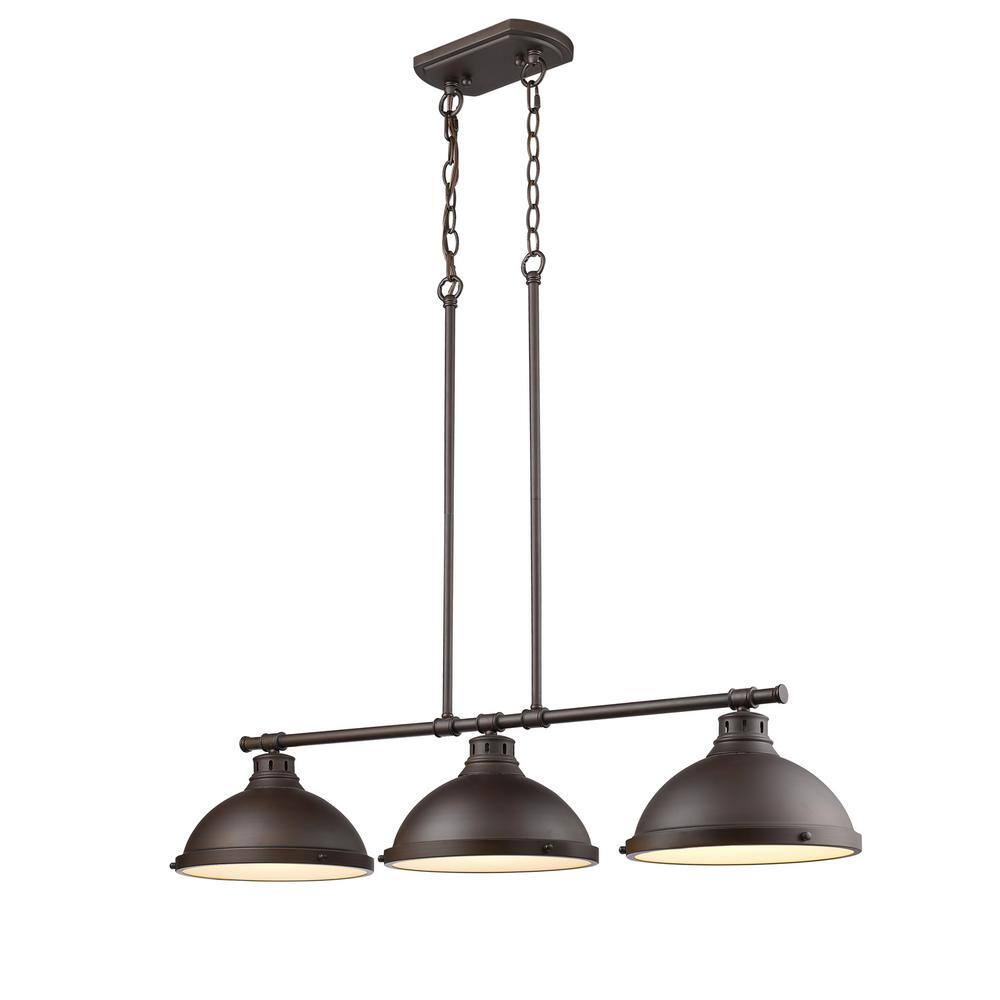 Duncan 3-Light Rubbed Bronze Linear Pendant with Glass Diffusers