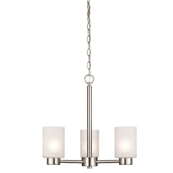 Westinghouse Sylvestre 3-Light Brushed Nickel Chandelier with Frosted Seeded Glass Shades