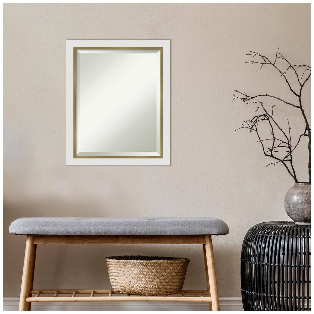 Eva White and Gold Rectangular Wall Mirror