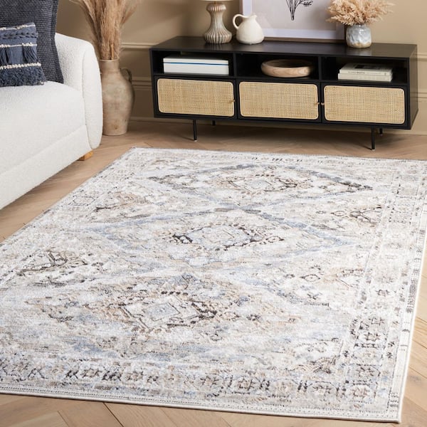 Quincy 8 ft. x 10 ft. Ivory/Blue Geometric Indoor/Outdoor Area Rug