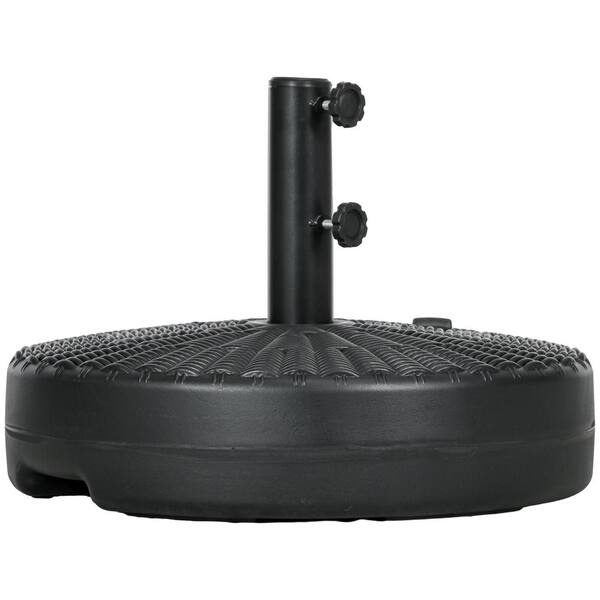 64 lbs. Sand / 48 lbs. Water Black Round Fillable HDPE Patio Umbrella Base, Fits 1.5 in. and 2 in. Poles