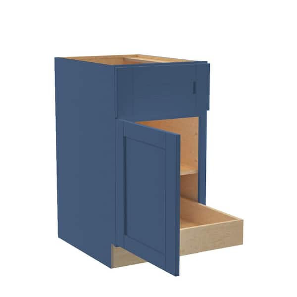 Home Decorators Collection Washington Vessel Blue Plywood Shaker Assembled Base Kitchen Cabinet FH 1 ROT Sft Cls Left 18 in W x 24 in D x 34.5 in H