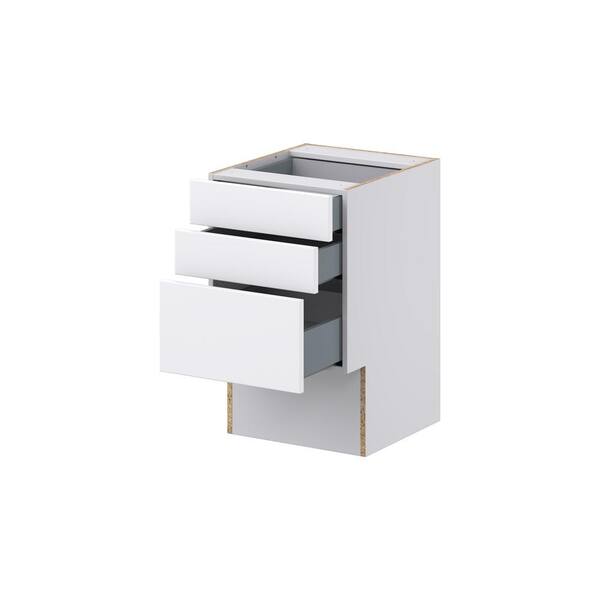 J COLLECTION Fairhope Bright White Slab Assembled Vanity ADA Drawer Base Cabinet with 3 Drawers (12 in. W x 30 in. H x 21 in. D)