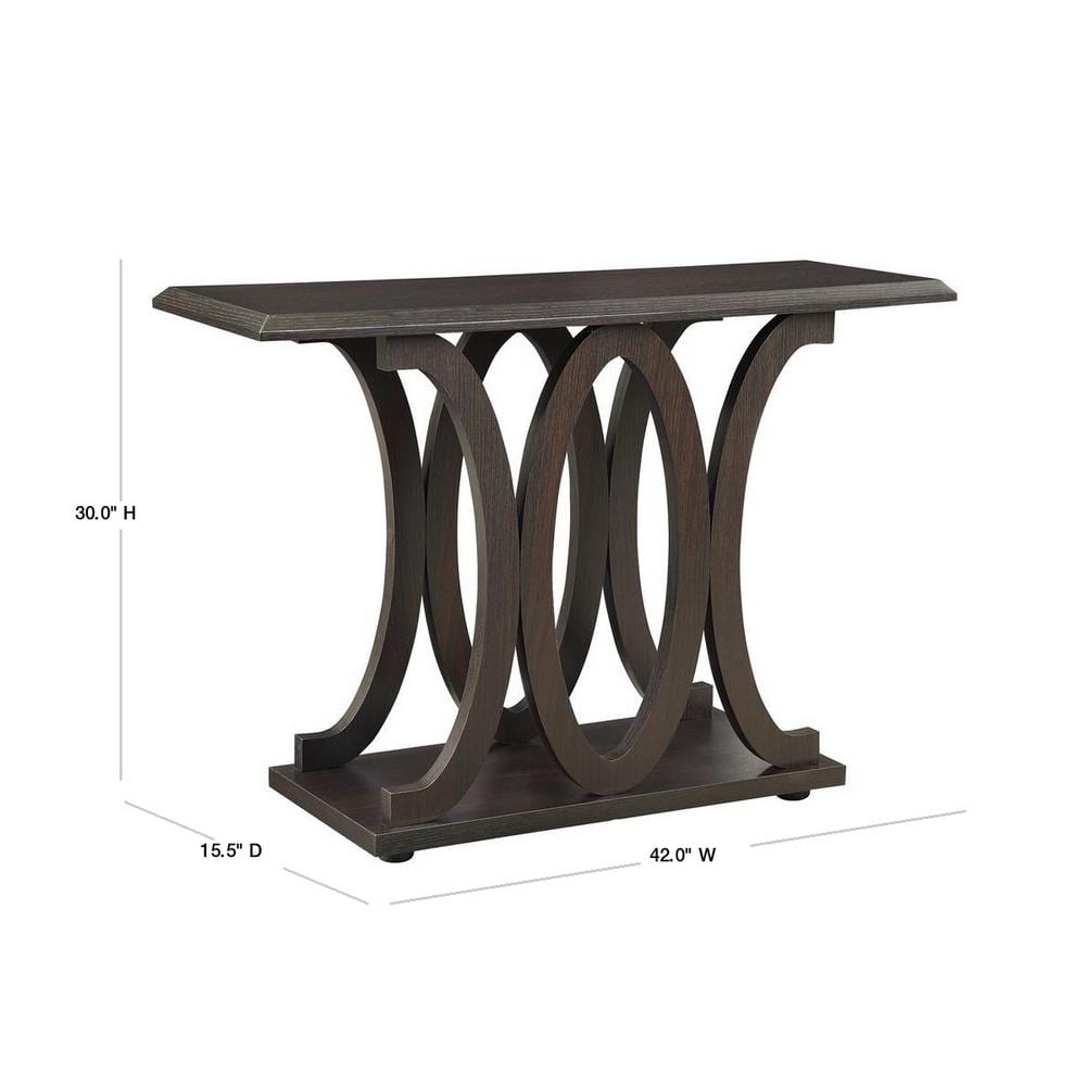 Cappuccino Rectangular Wood Sofa Table with Storage