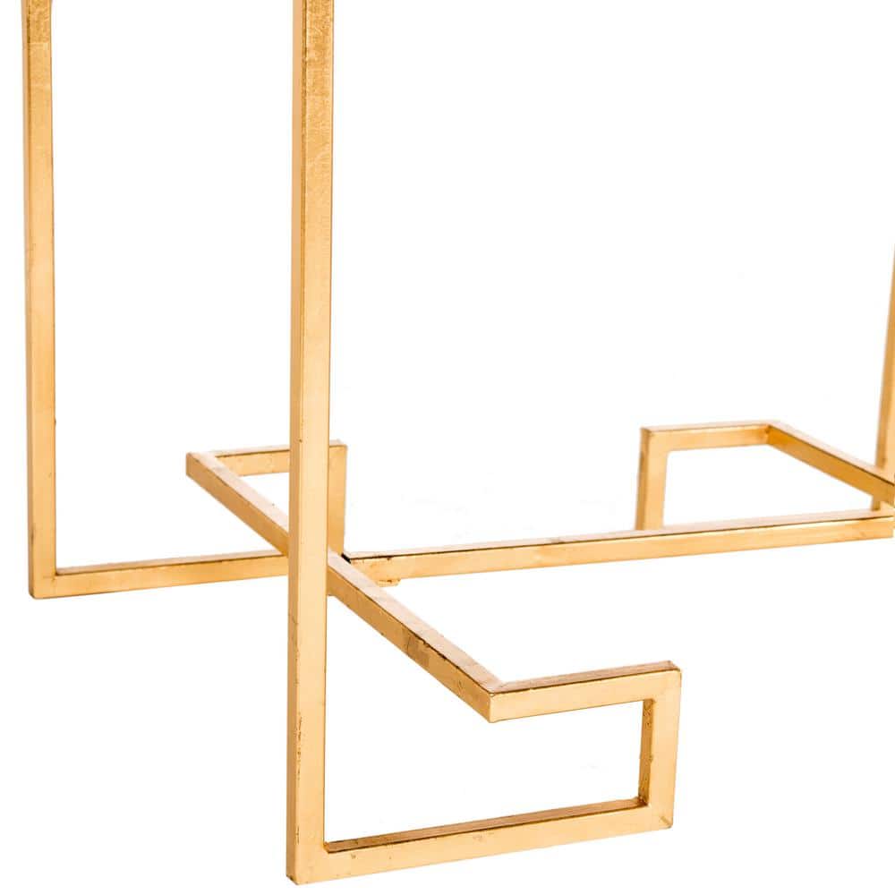 Seamus 24" Antique Gold Leaf Mirrored Rectangular Accent Table