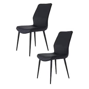 Black Faux Leather Metal Frame Dining Chair (Set of 2)