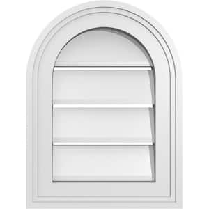 12 in. x 16 in. Round Top White PVC Paintable Gable Louver Vent Functional