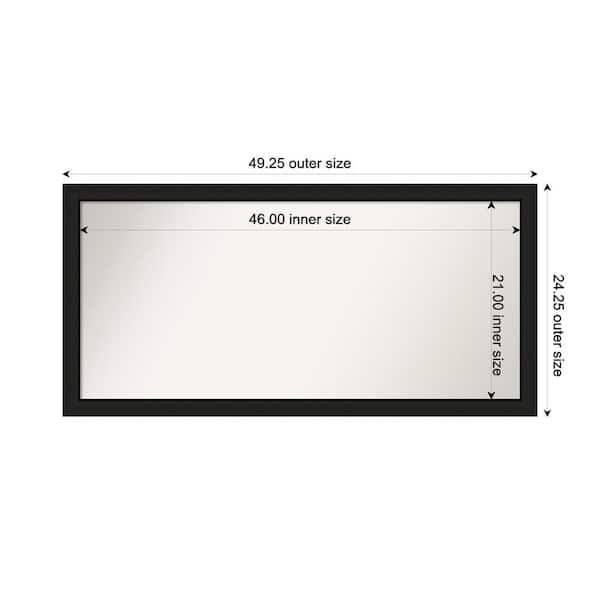 Amanti Art Midnight Black Narrow 49.25 in. W. x 24.25 in. Custom Non-Beveled Wood Framed Bathroom Vanity Wall Mirror