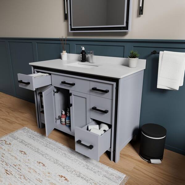 Lexora Ziva 48 in W x 22 in D Dark Grey Bath Vanity and Cultured