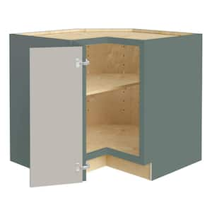 Washington 36 in. W x 24 in. D x 34.5 in. H Assembled Plywood Corner Kitchen Cabinet in Green with Adjustable Shelf LH