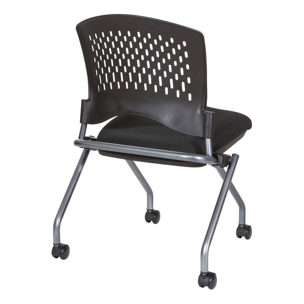 Deluxe Armless Black Mesh Folding Chair with Titanium Finish - 2 Pack
