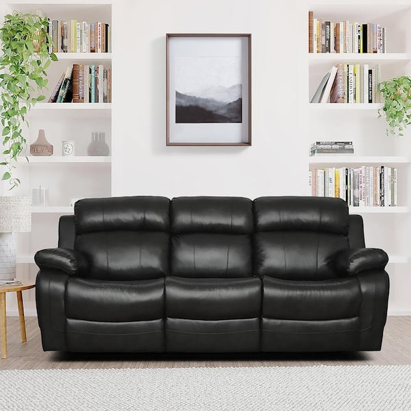 Lazzara Alamo 86.5in.W Straight Arm Faux Leather Rectangle Double