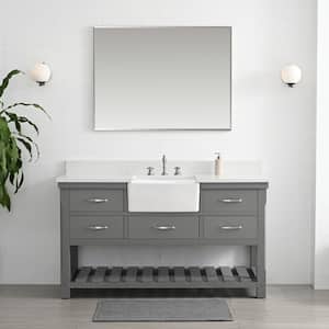 Wesley 60 in. W x 22 in. D Bath Vanity in Gray with Engineered Stone Vanity Top in Ariston White with White Sink