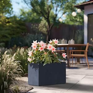 Modern 16in. High Large Tall Elongated Square Granite Gray Outdoor Cement Planter Plant Pots