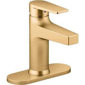 Taut Single Handle Single Hole Bathroom Faucet in Vibrant Brushed Moderne Brass