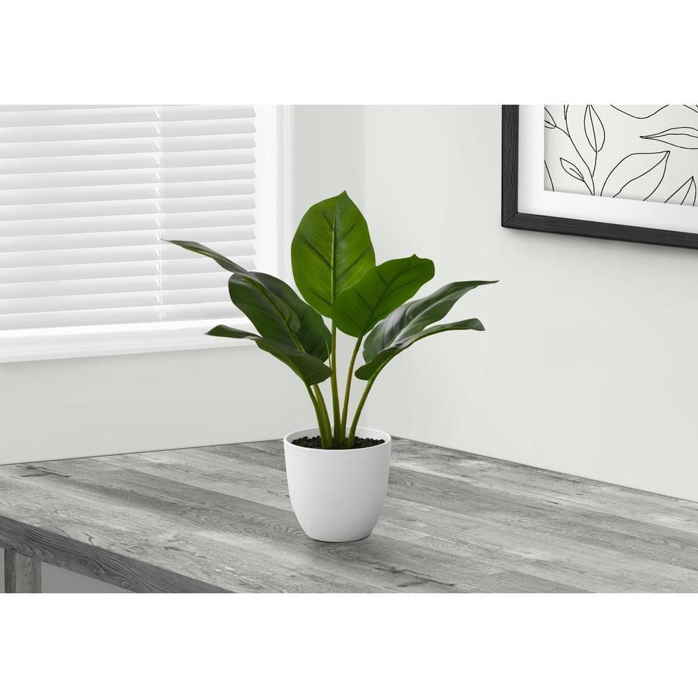 17 in. Green Artificial Aureum in 5 in. White Plastic Pot