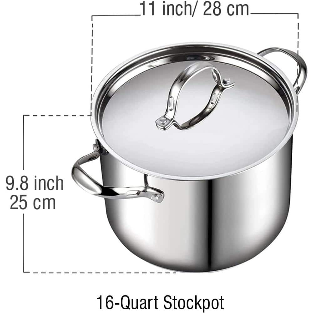 Extra Large Silver Stainless Steel Stockpot with Lid