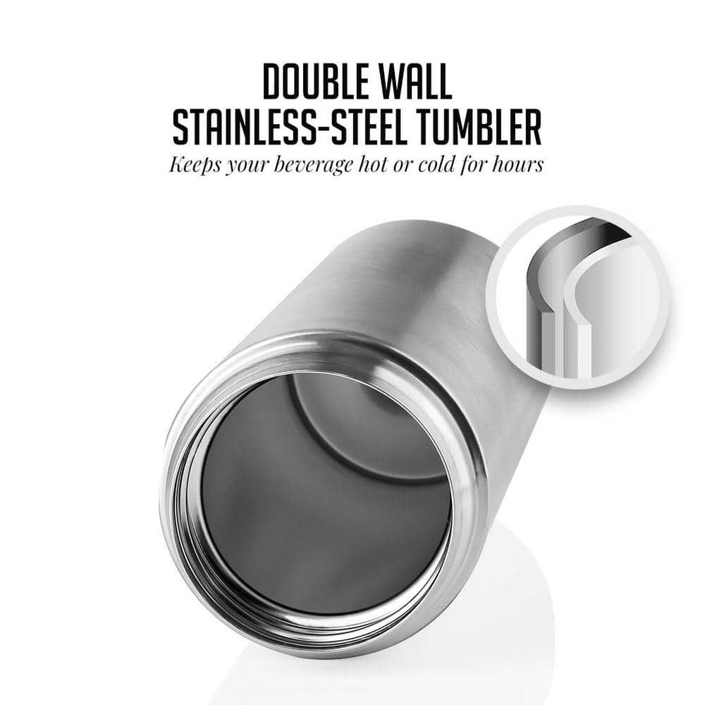 Ovente 12 oz Silver Stainless Steel Travel Tumbler with Tea Infuser