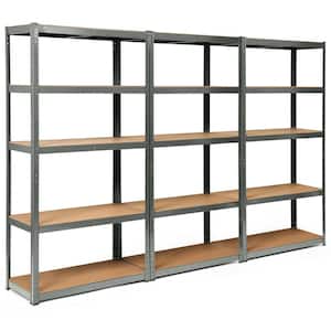 3-Piece Gray 5-Tier Heavy Duty Steel Garage Storage Shelving Unit Adjustable ( 108 in. W x 72 in. H x 16 in. D)
