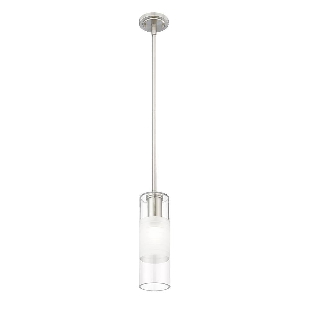 Brushed Nickel Frosted Glass Cylinder Pendant Light