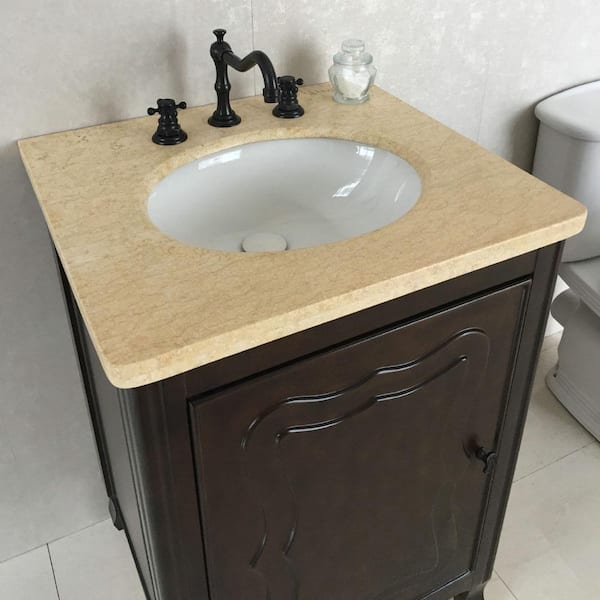 Moraga 24 in. W x 22 in. D x 36 in. H Single Vanity in Sable Walnut with Marble Vanity Top in Cream with White Basin