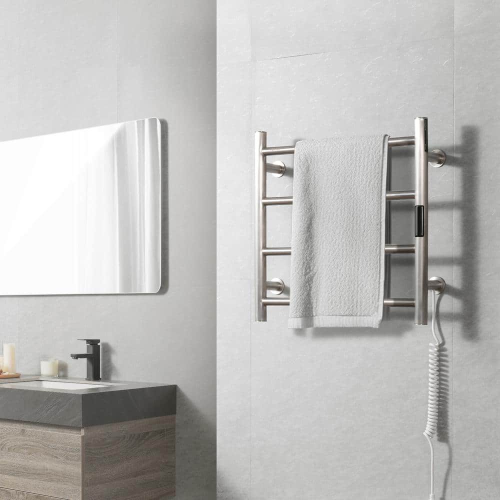 Stainless Steel Wall Mounted Heated Towel Rack with Timer