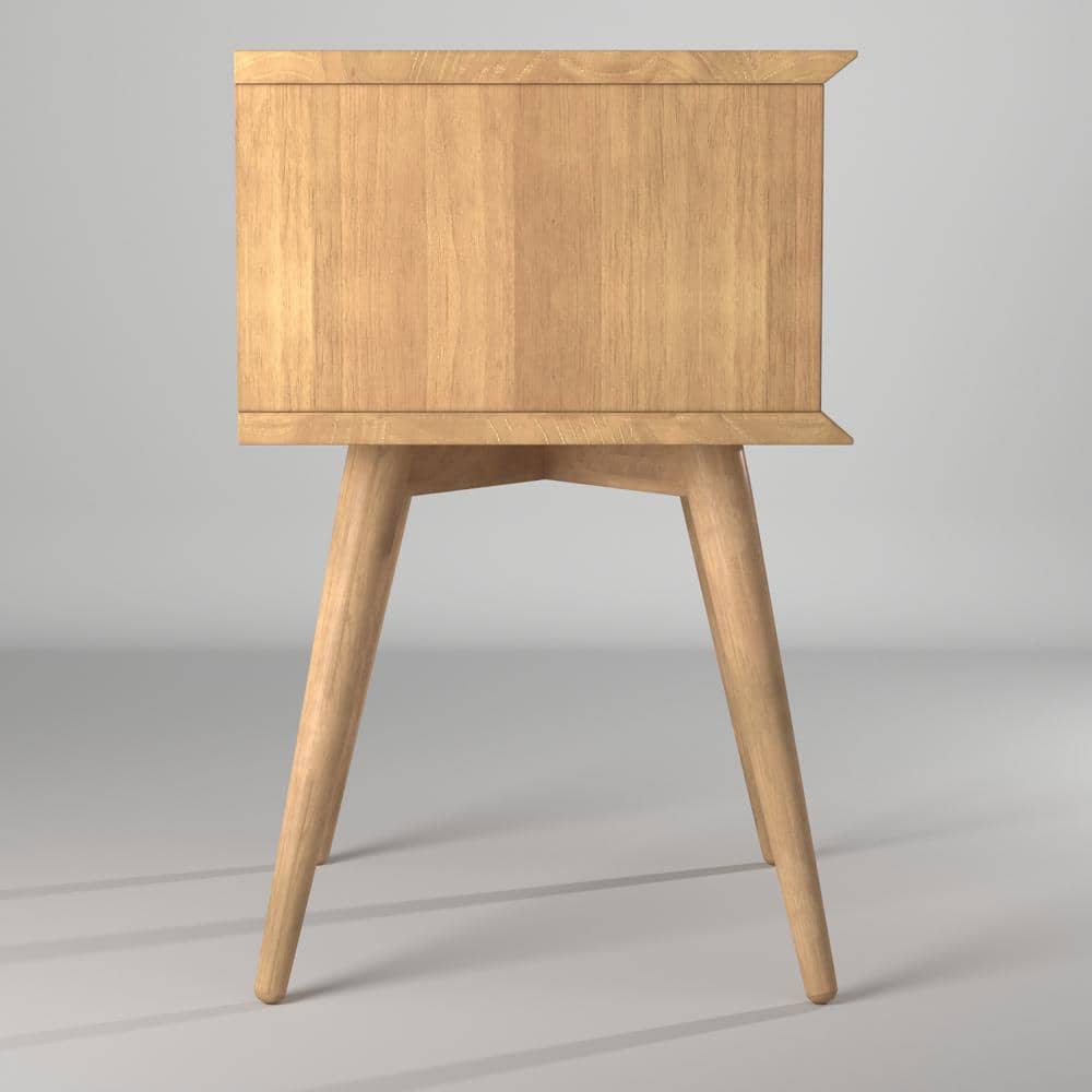 Scandinavian Oak Solid Wood 2-Drawer Mid-Century Nightstand