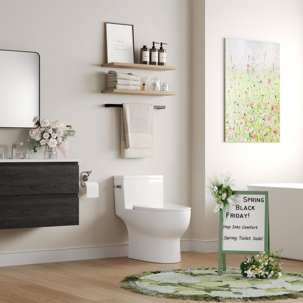 White Elongated One-Piece High Efficiency Toilet with ADA Seat
