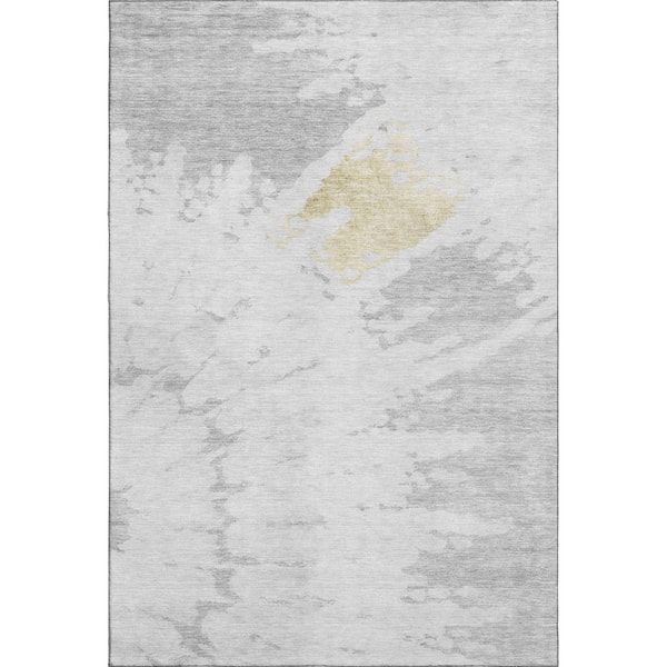 Addison Rugs Mayfield Premium Machine Washable Indoor/Outdoor Geometric AMF614 Silver 3 ft. x 5 ft. Area Rug