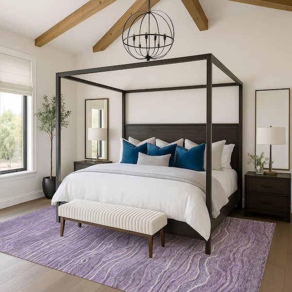 Mayfield Premium Machine Washable Abstract AMF1704 Purple 3 ft. x 4 ft. Area Rug