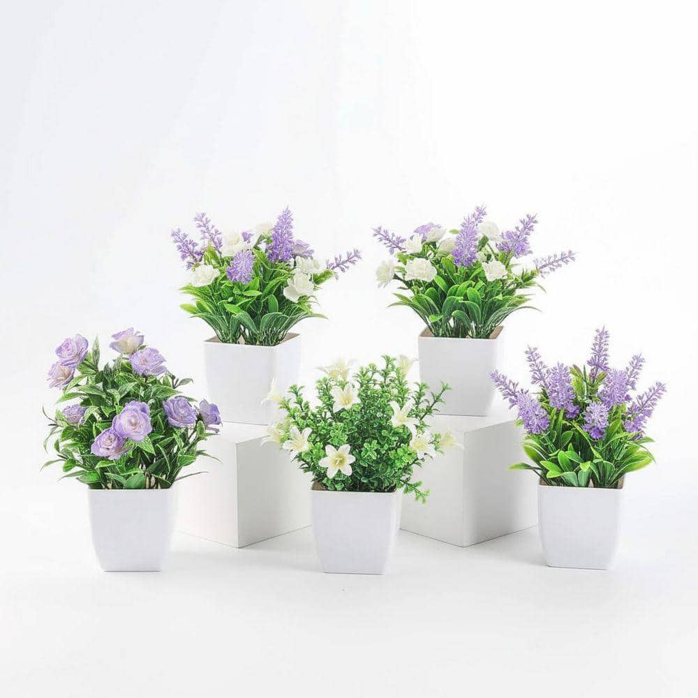 mm_miniplantsです 6 Pack 7.1 in. H Small Fake Plants - Mini Artificial Faux Plants