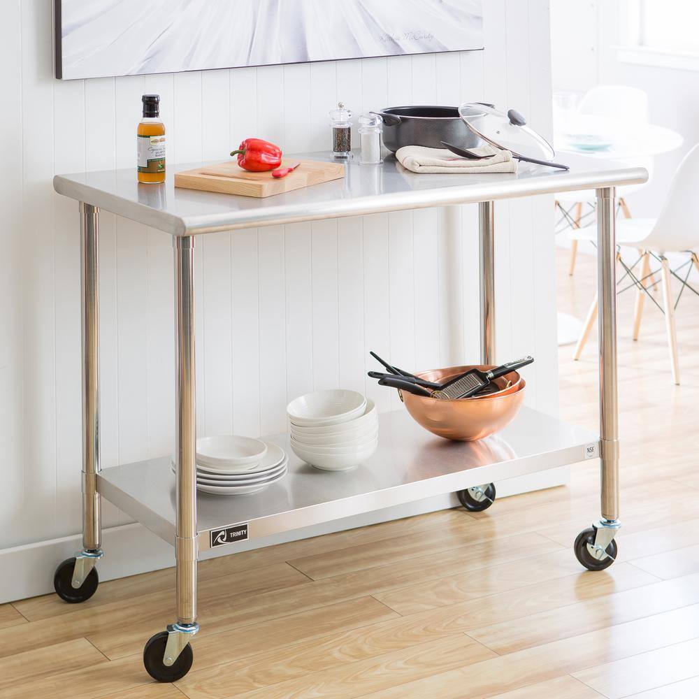 EcoStorage 48" Stainless Steel Portable Prep Table with Wheels