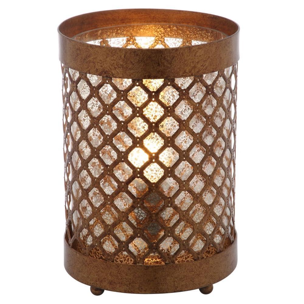 Elegant Borden Gold Mesh Hurricane Lamp Set, 11.5"
