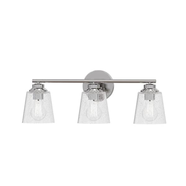 Montford 21.75 in. Plug and Play 3-Light Brushed Nickel Vanity Light with SkyPlug