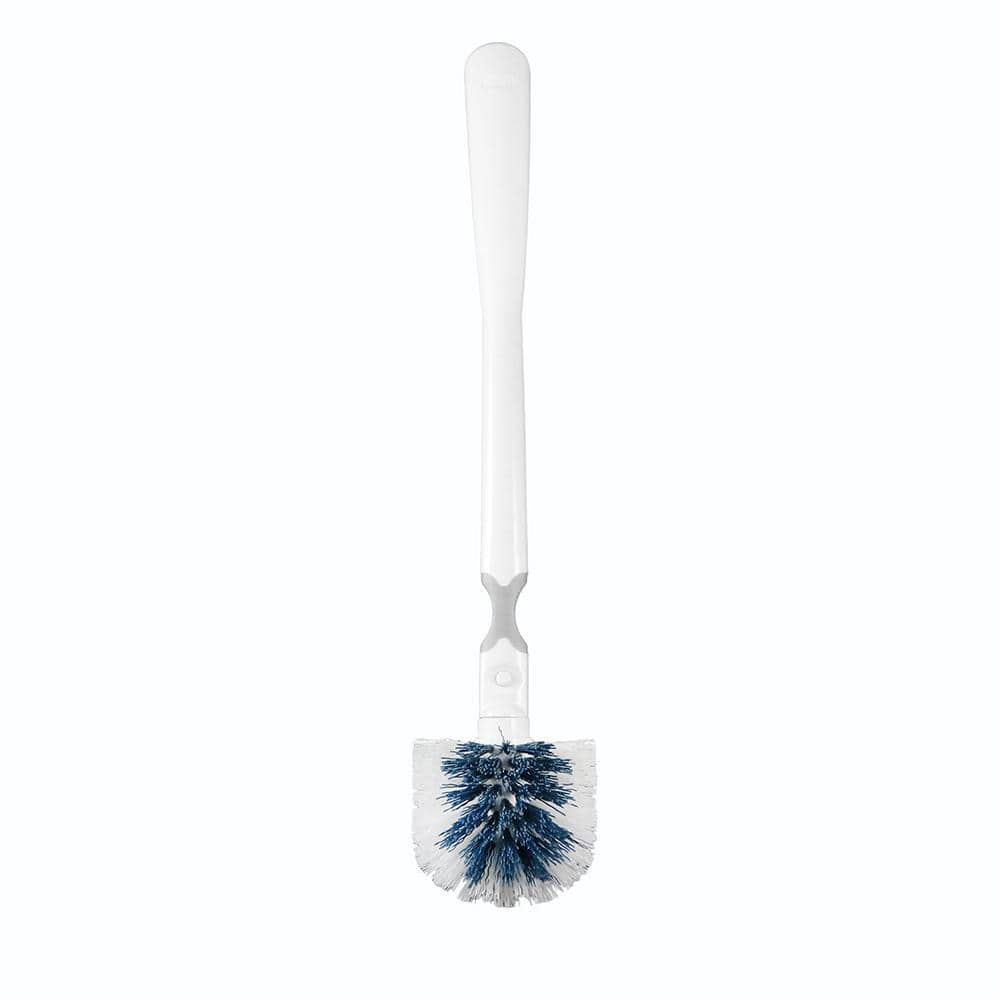 White and Gray No-Drip Toilet Brush Set with Caddy