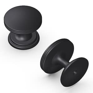 American Diner Collection 1-3/8 in. Diameter Matte Black Modern Round Cabinet Knob for Drawers and Doors (10-Pack)