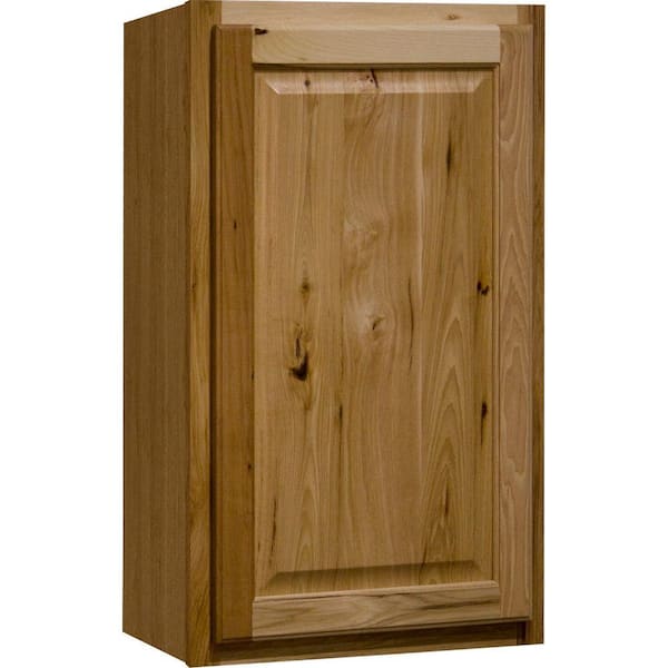 Hampton Bay Hampton 18 in. W x 12 in. D x 30 in. H Assembled Wall Kitchen Cabinet in Natural Hickory