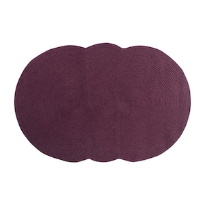 Country Braid Collection Burgundy Solid 40" x 60" Tri-Circle 100% Polypropylene Reversible Solid Area Rug