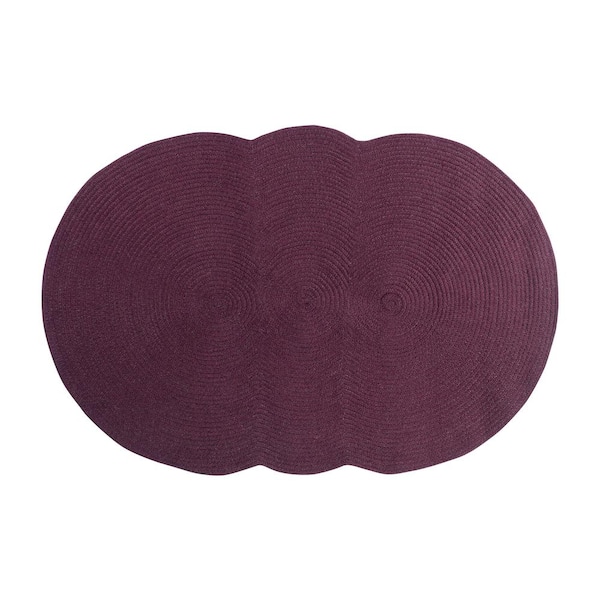 Better Trends Country Braid Collection Burgundy Solid 40" x 60" Tri-Circle 100% Polypropylene Reversible Solid Area Rug