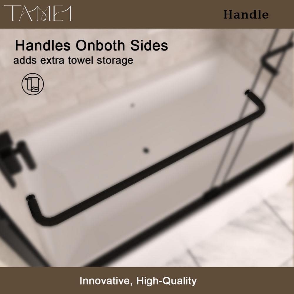 Matte Black Semi Frameless Sliding Tub Door with Clear Glass