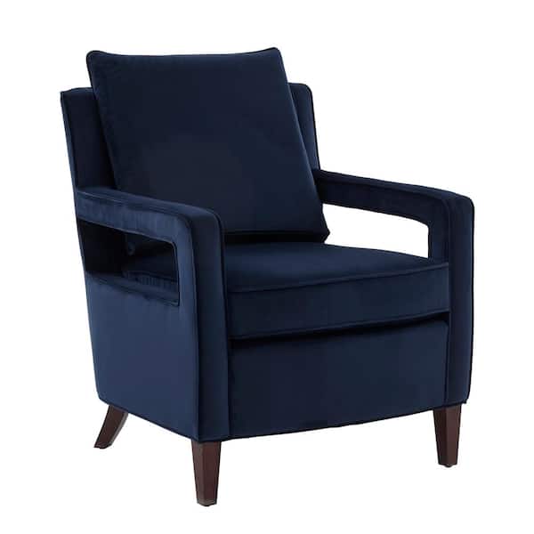Unbranded Questa Navy Blue Velvet Hollow Arm Accent Chair