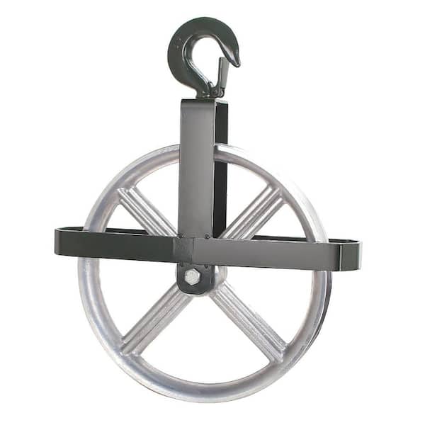 12 Aluminum Scaffold Hoist Pulley Wheel with Safety Latch Lock for 1000lbs Lifting, Ladder Hooks, Rope Compatible