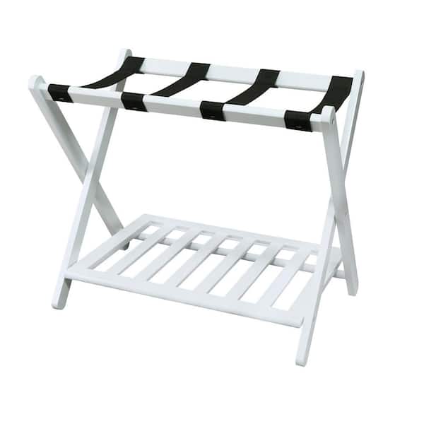 Casual Home 26.75 in. W x 16 in. D Solid Wood White Luggage Rack with Shelf