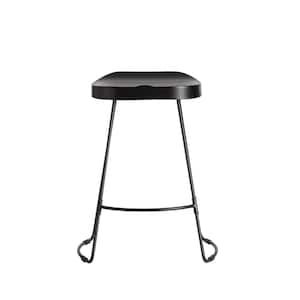 Gia 26.5 in. Black Backless Iron 26.5 in. H Counter stool with Iron Saddle Seat