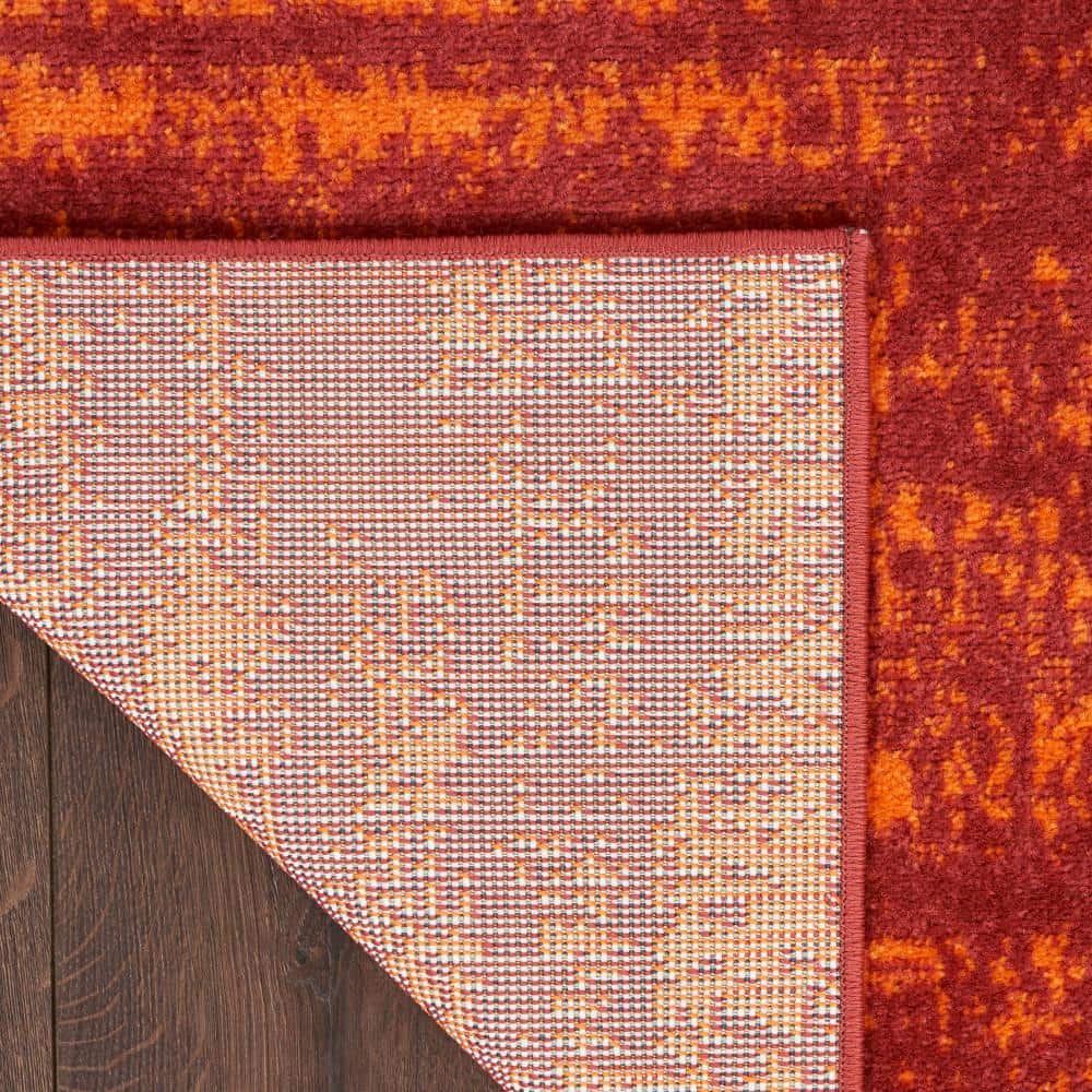 Reversible Red Abstract Synthetic Easy Care Rug 9 ft x 12 ft