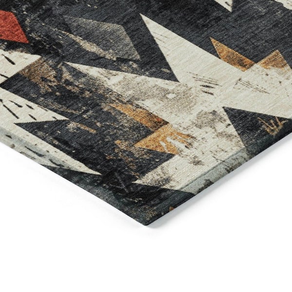Chantille Machine Washable Indoor/Outdoor Abstract ACN1879 Black 9 ft. x 12 ft. Accent Rug