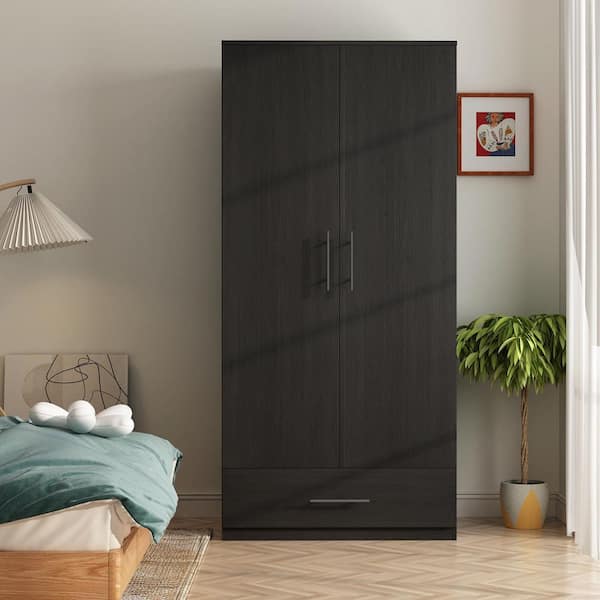 HODEDAH 2-Door Armoire with 2-Drawers in Chocolate HI29 Chocolate