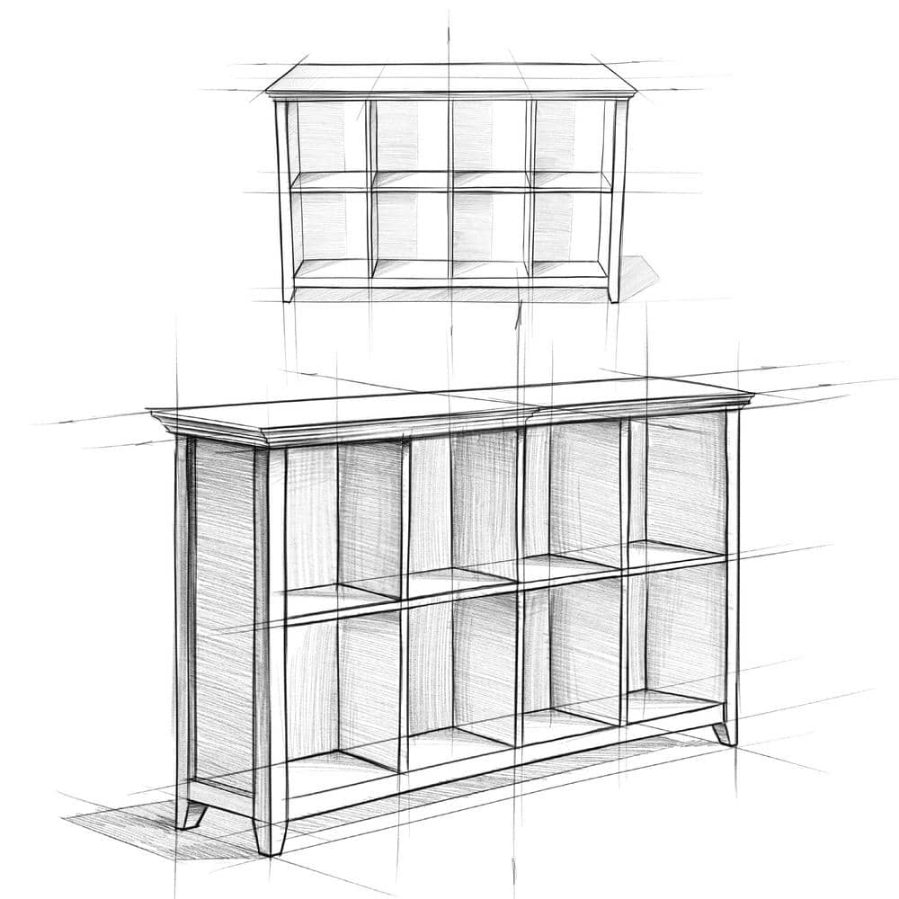 Acadian Solid Wood 33" Gray Transitional 8-Cube Storage Table